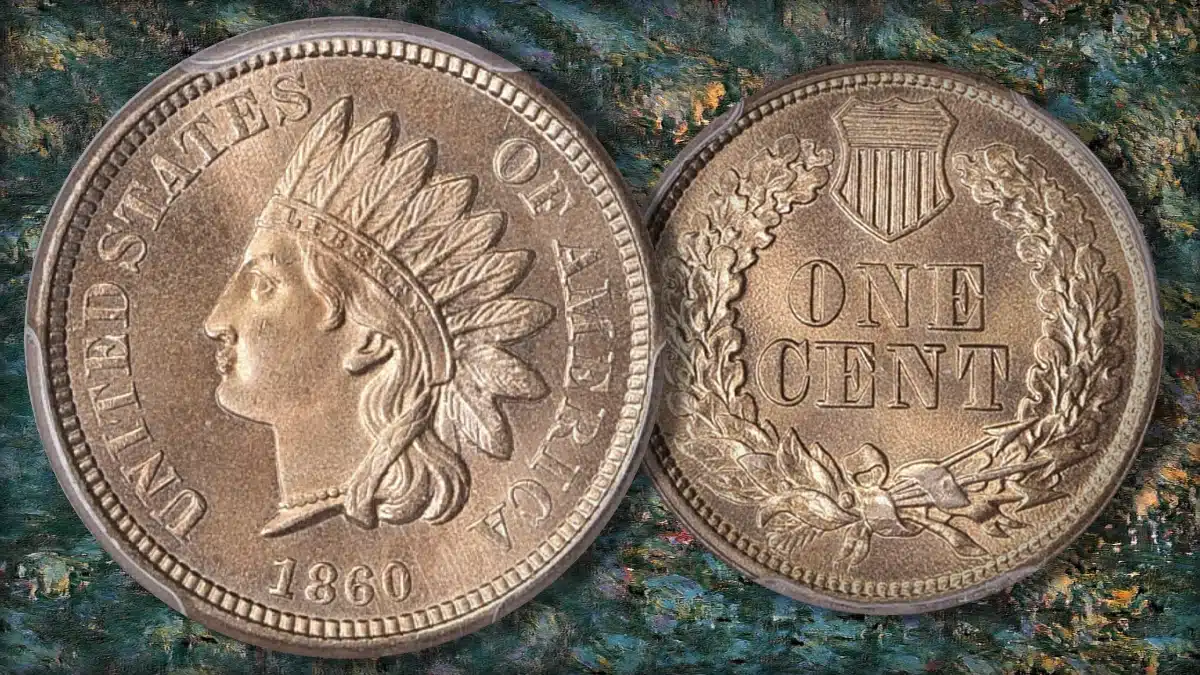 Side-by-side comparison: 1860 Indian Head Penny Pointed Bust (left) versus Rounded Bust (right)