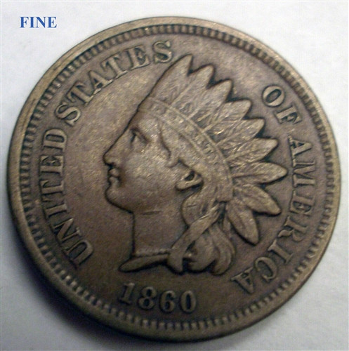 1860 Indian Head Penny Snow-1 Repunched Date showing ghost impression of the digit 1 repunched south